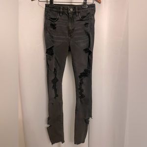 American eagle, size 0, distressed, black skinny jeans